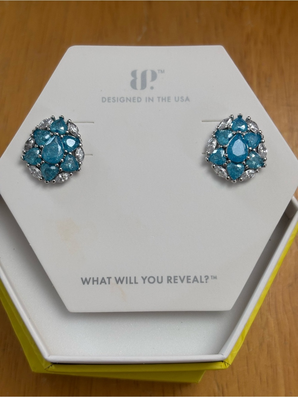 Teal Cluster Floral Stud Earrings with Silver Accents